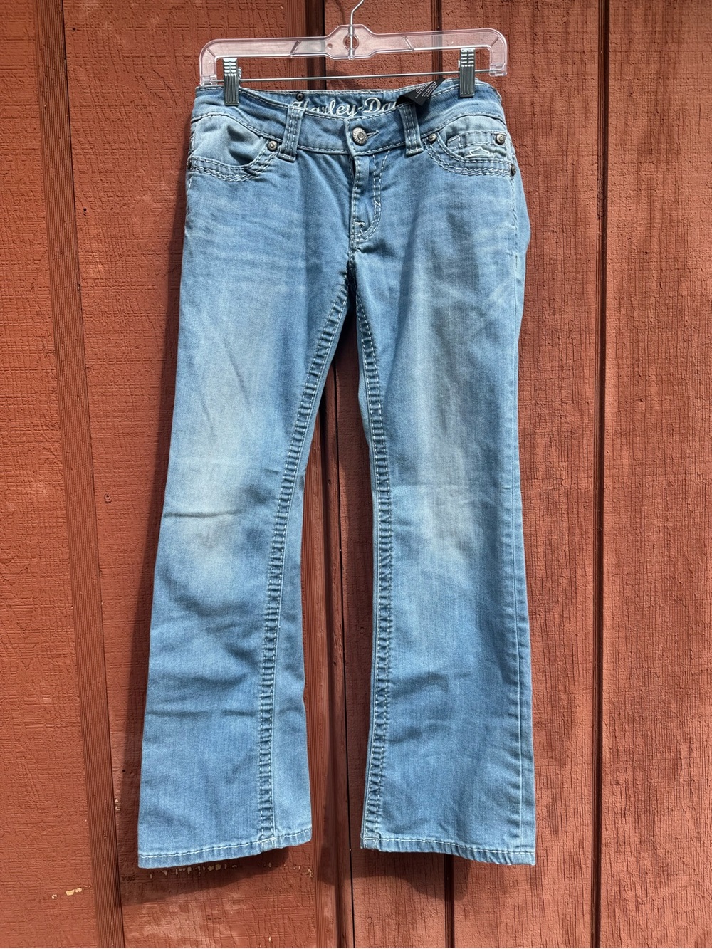Harley-Davidson Embroidered Rhinestone Skull Bootcut Jeans Size 6 ✨